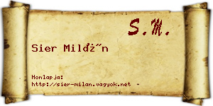 Sier Milán névjegykártya